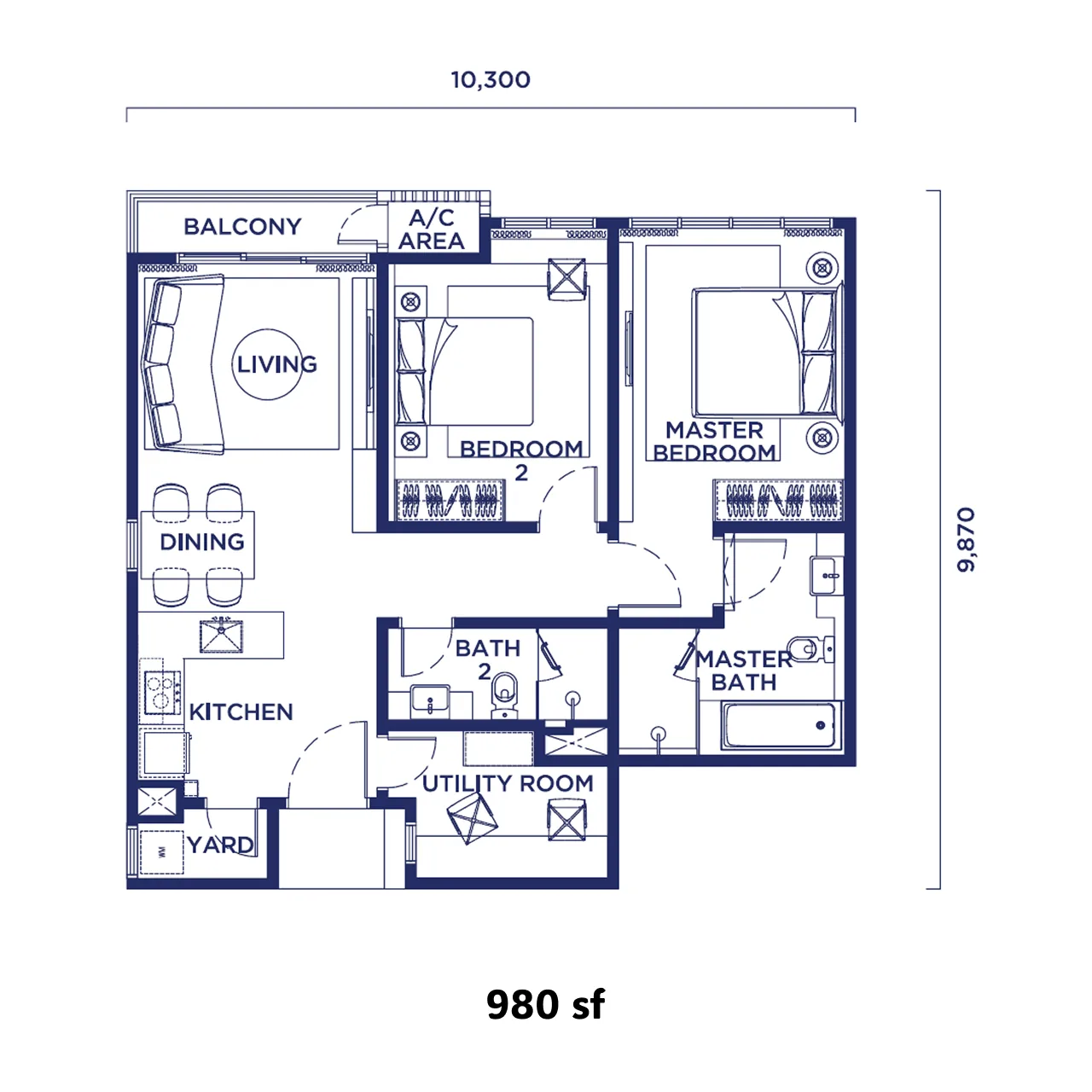 Bangsar Hill Park floor plan, Type 2A1, 980 square feet