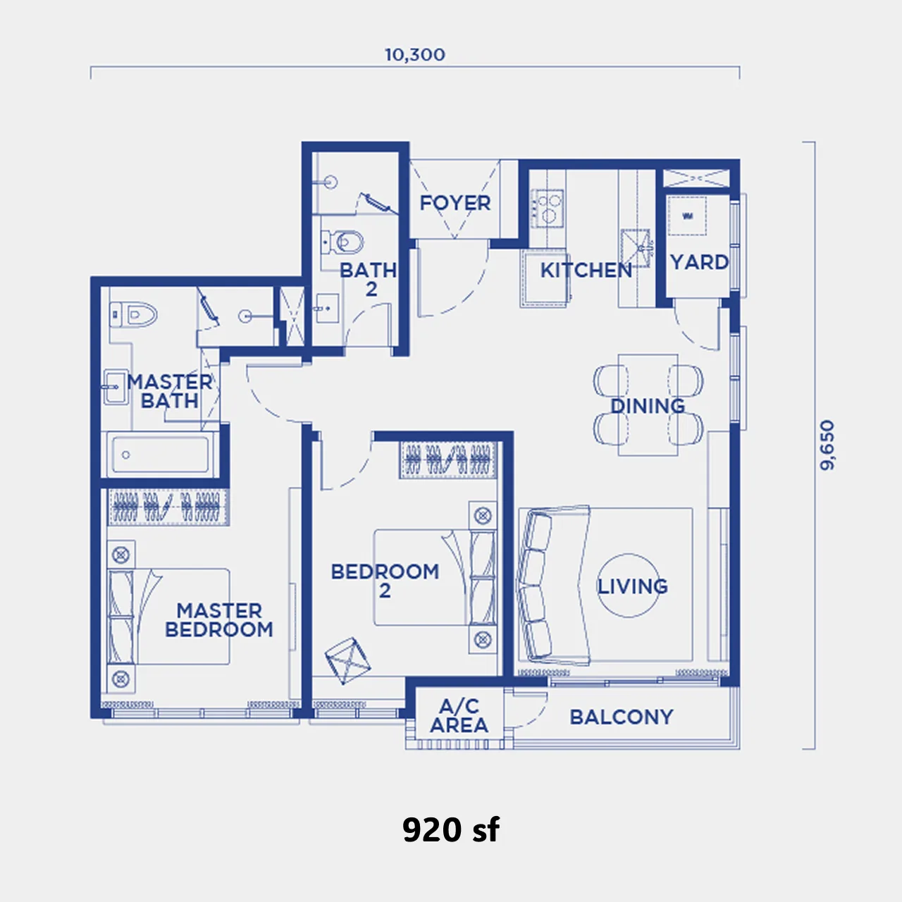 Bangsar Hill Park floor plan, Type 2B, 920 square feet
