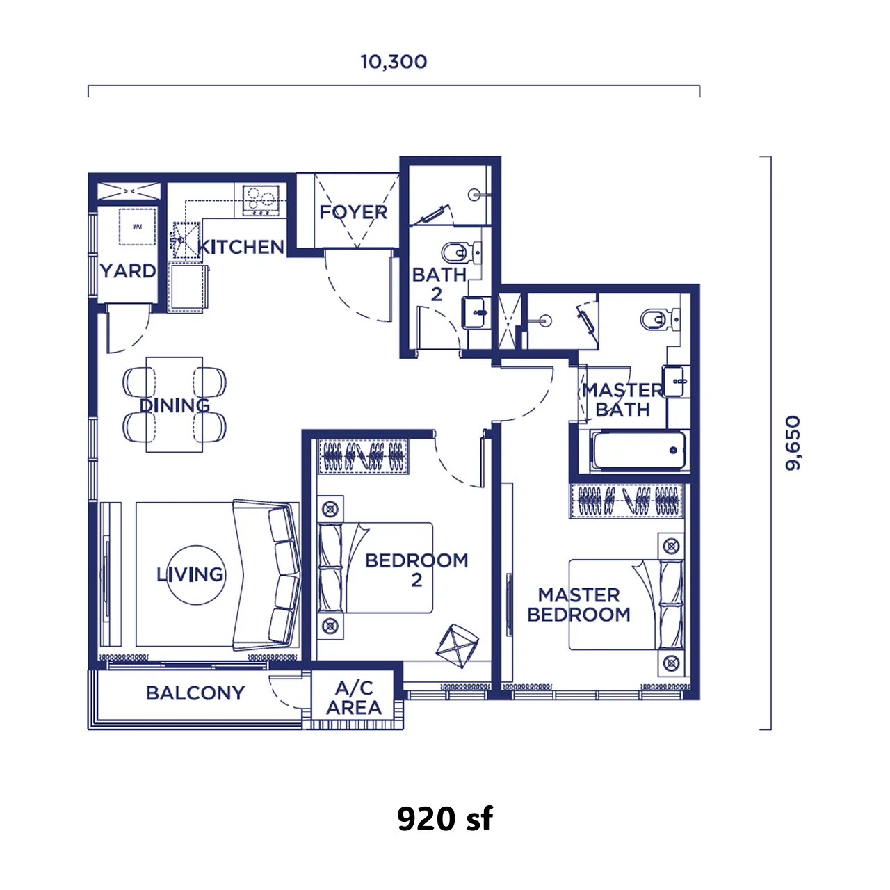 Bangsar Hill Park floor plan, Type 2B1, 920 square feet