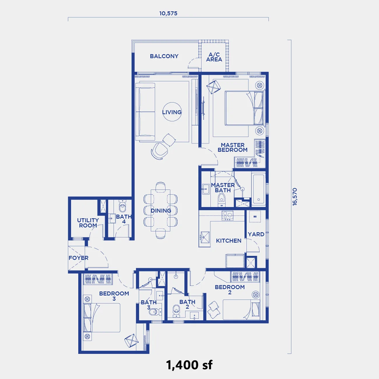 Bangsar Hill Park floor plan, Type 3C, 1,400 square feet