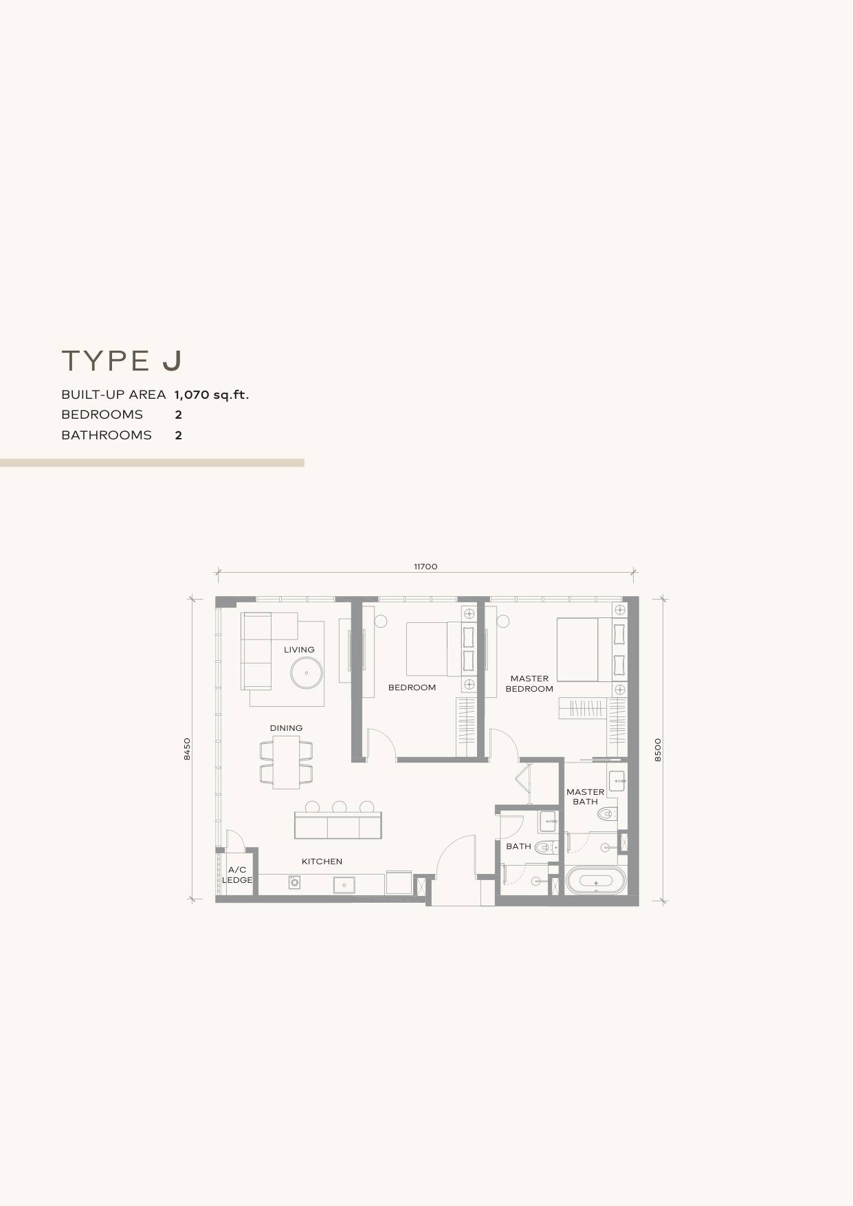 Khaya Residence floor plan, layout Type J