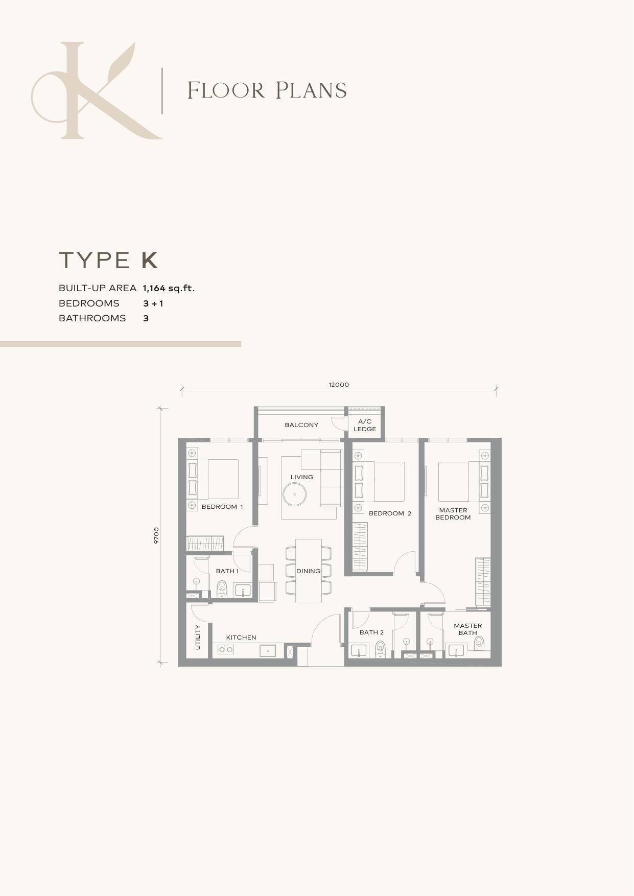 Khaya Residence floor plan, layout Type K