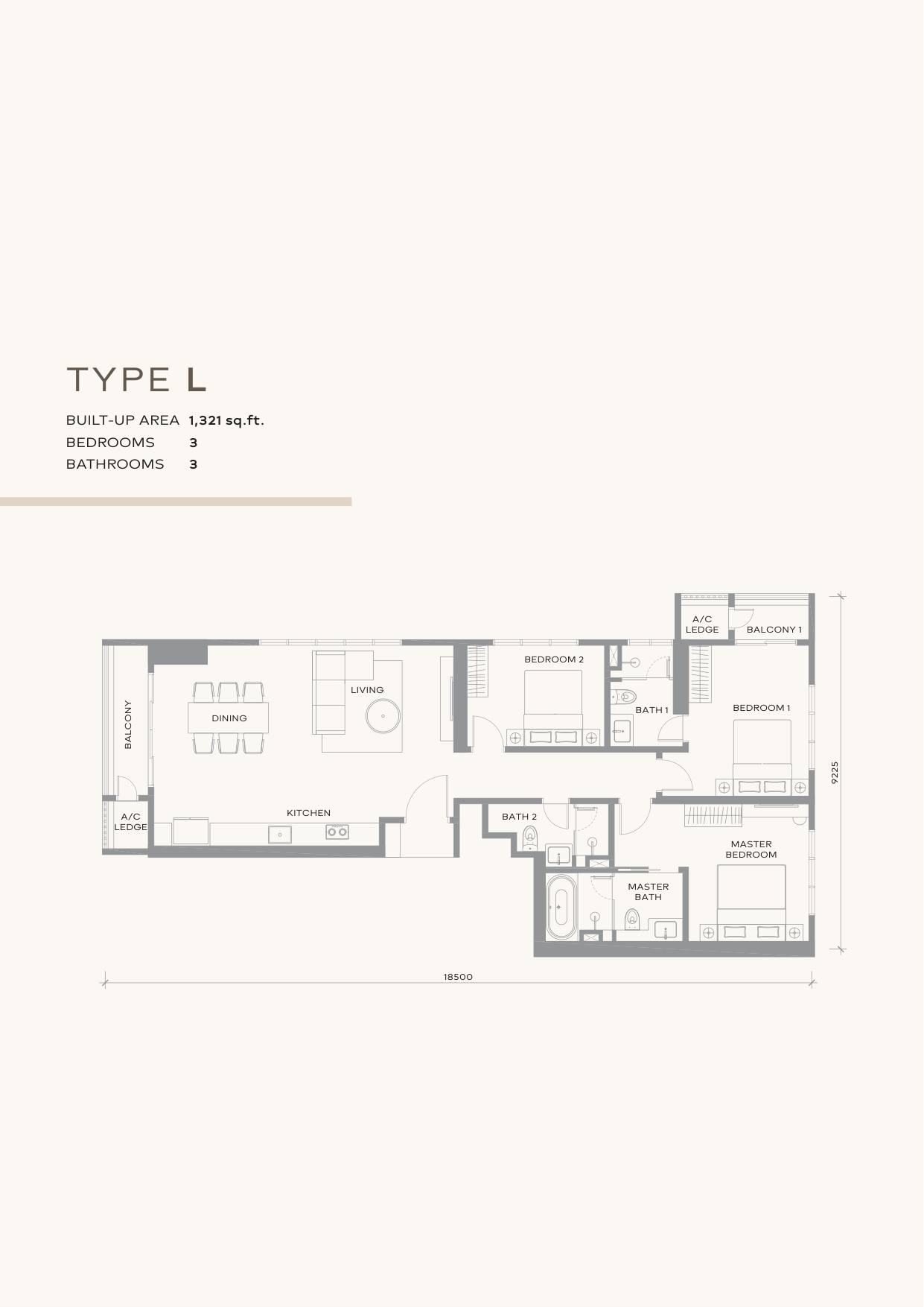 Khaya Residence floor plan, layout Type L