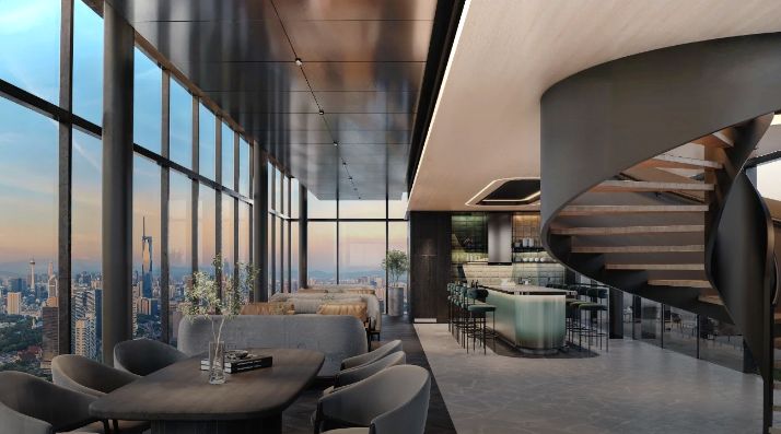 Parkside Residences sky lounge with panoramic KL views and spiral staircase