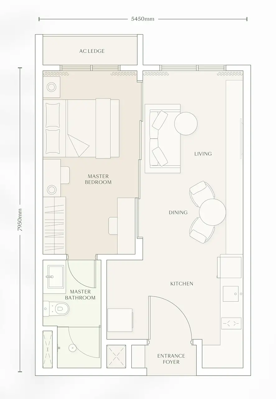 Parkside Residences floor plan, Type A, 1 bedroom