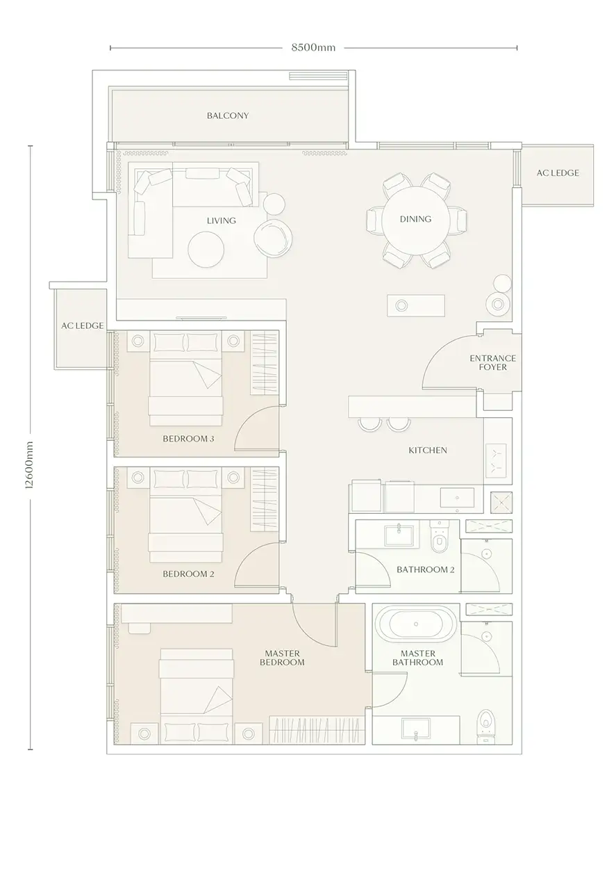 Parkside Residences floor plan, Type E1, 3 bedroom